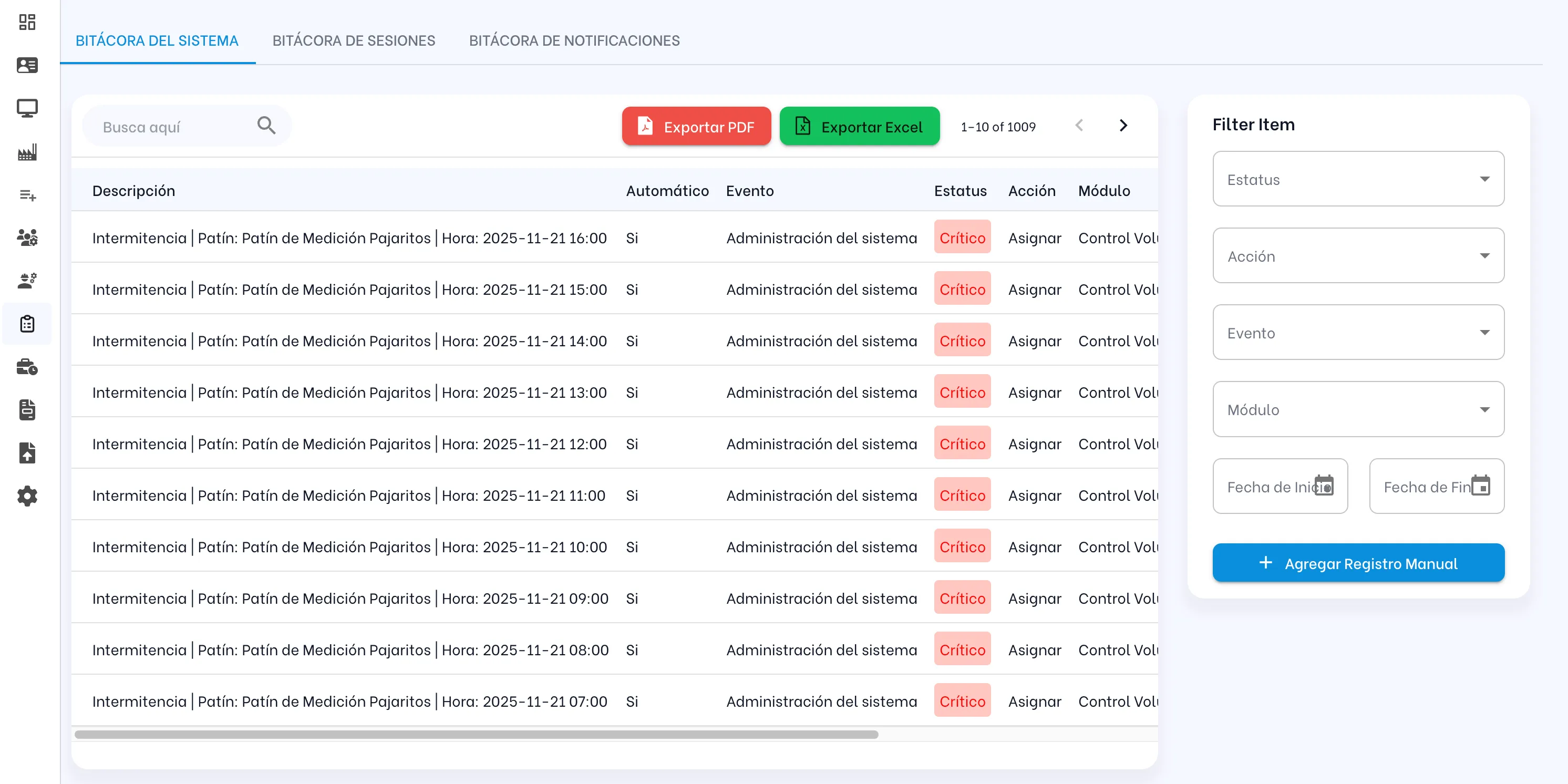 Sistema de Control Volumétrico captura 3