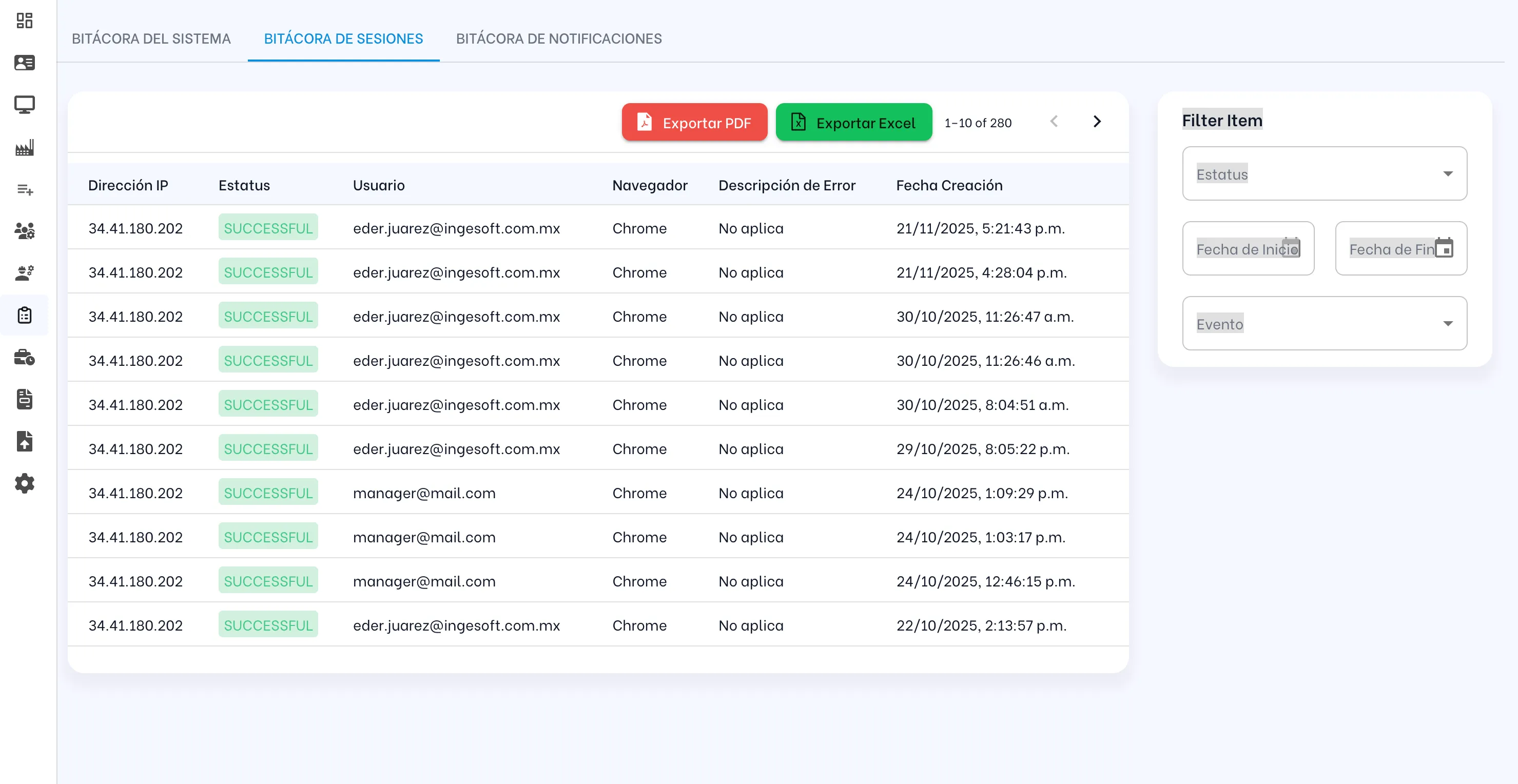 Sistema de Control Volumétrico captura 4